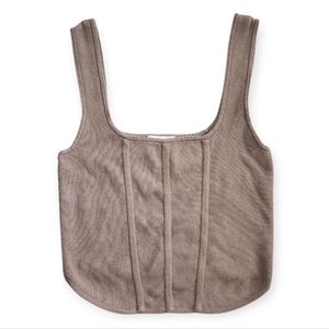 ​H&M Knit Square-Neck Corset-Style Tank Top - Mocha Brown - Size Small​